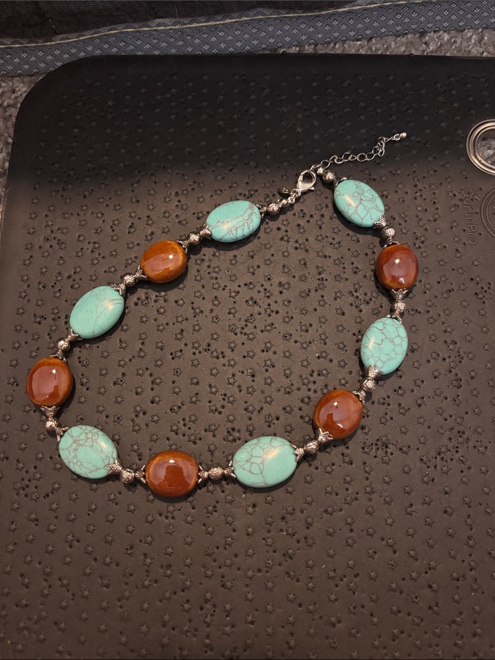Turquoise and Brown Stone Beaded Necklace